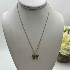Ross Simon Sterling Silver 925‎ Butterfly Diamond Vermeil Pendant Necklace